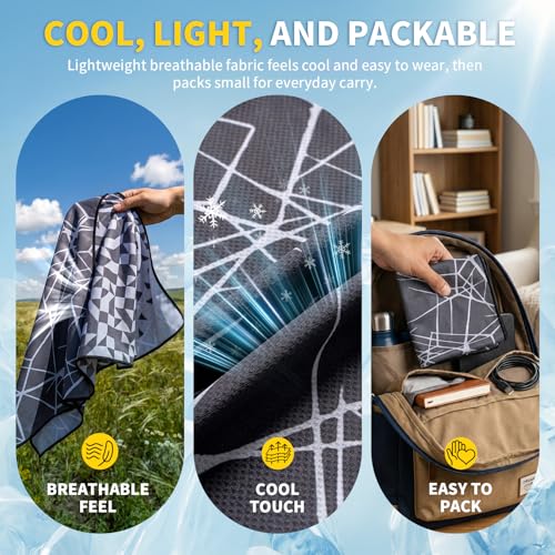 CAMBIVO Cooling Hoodie Towel for Men and Women, Lightweight Breathable Sun Protection Cover for Head, Neck, Ears, Face, Cooling Clothing for Extreme Heat, Sports Outdoors, Travel