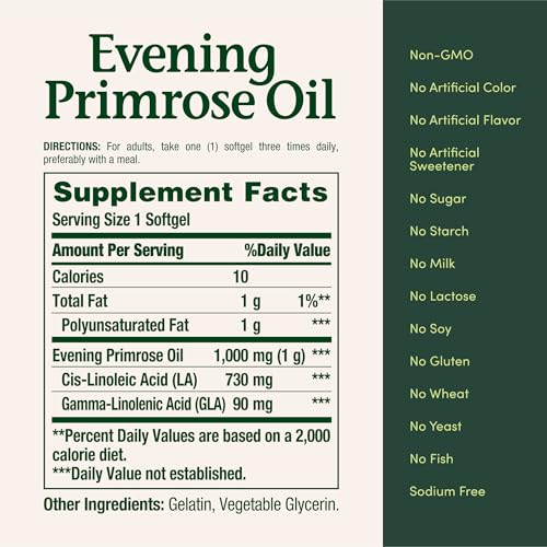 Nature's Bounty Evening Primrose Oil, Cold Pressed, 1000mg, 60 Count