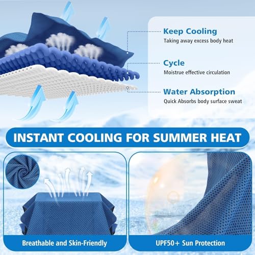 24 Pack Cooling Towels Bulk for Neck and Face 40"x12" Ice Cooling Sweat Rags Microfiber Soft Breathable Soft Chilly Towel for Yoga Golf Sport Running