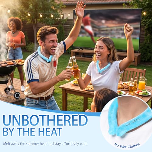 Cooling Neck Wrap for Summer Heat Relief, Wearable Ice Neck Cooling Tube with Quick Freeze Gel, Reusable Hands-Free Cold Band Lasts Up to 5 Hours for Outdoor, Yardwork, Workouts