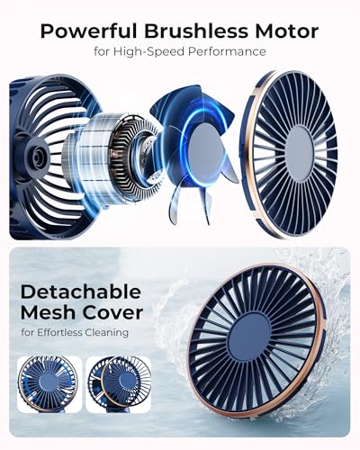 TUNISE Portable Handheld Fan, Portable Fan Rechargeable, 4000mAh, 180° Adjustable, 6 Speed Wind, Display Electricity in Real Time, USB Rechargeable Foldable F an, Quiet Personal Fan with Power Bank