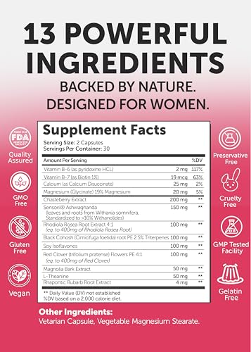 Lunakai USA Made Natural Menopause Supplements for Women, 60ct | Non-GMO, 13-in-1 Menopause Relief for Hot Flashes, Night Sweats, Sleep & Mood Support