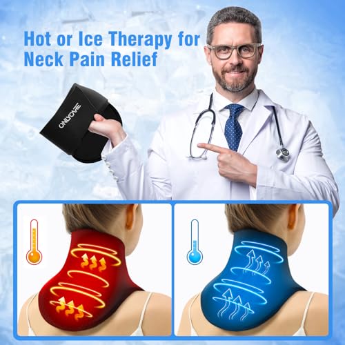 ONLYCARE Neck Ice Pack Wrap Gel - Upgraded Ice Packs for Neck Reusable | Hot and Cold Compress, Relief of Pain, Swelling, Sprains, Office Pressure