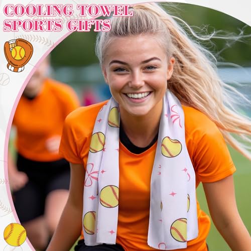 Moukeren 12 Pcs Softball Cooling Towels Softball Party Favor 30"x9" Microfiber Breathable Chilly Ice Towel Sweat Rag for Sport Team Gift Bulk