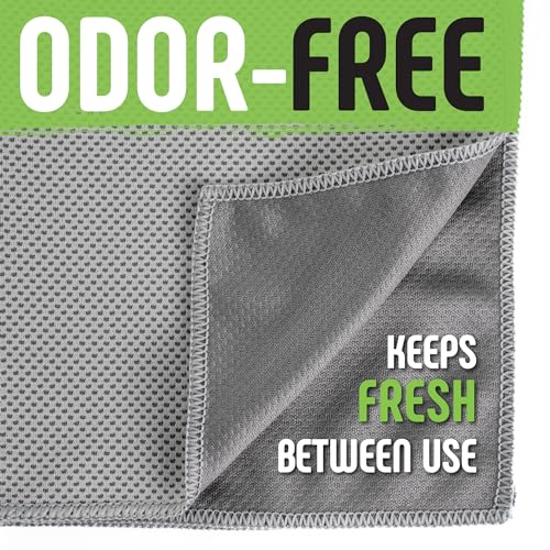 Cooling Towels (4 Pack) - Breathable Sweat Towel, Cooling Towel for Neck & Face - Neck Cooler for Quick Cool Down for Gym, Running, Golf, Yoga, Camping & Sports (Green|Grey, 4)