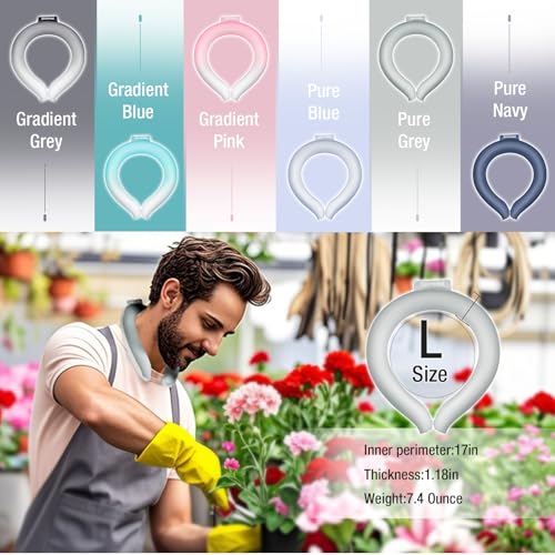 Ice Ring Neck Cooler 70% Gel Increase Neck Cooling Tube Wearable Body Cooling Products for Summer Heat Outdoor Indoor Activities Relief for Hot Flashes(Gradient Blue,L)