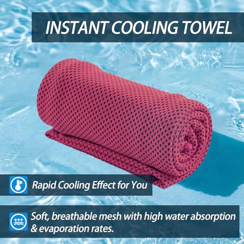 4-Pack Menjo Outdoors Cooling Towels for Neck & Face. Quick-Dry Workout Towels, Sweat-Wicking for Yoga, Gym, Running and Outdoors. Reusable Cooling Towel for Men & Women and Great for Hot Weather.