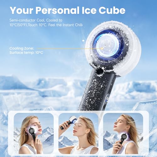 HandFan 5000mAh Portable Turbo Misting Fan, High Speed Handheld Ice Cooling Fan, Spray Water Mist Fans, Mini Hand Fans Rechargeable, 100 levels Adjustable, for Summer Travel Concerts Disney(Black)