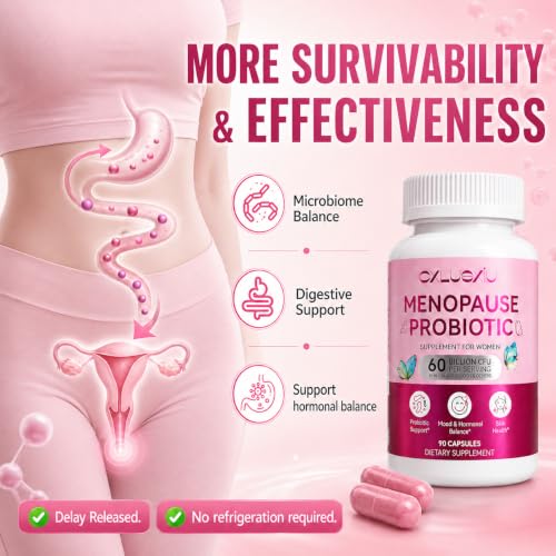 Menopause Supplement for Women, Night Sweat & Hormone Free Hot Flash Relief, Menopause Balance Capsules with Probiotics, Black Cohosh, Support Complete Pre Peri Post Menopause, 90 Capsules