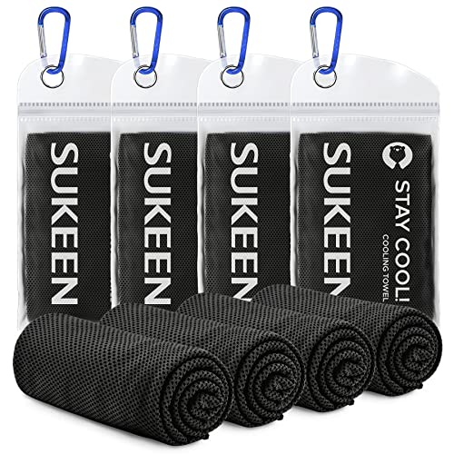 Sukeen 4 Pack Cooling Towels (40"x12") for Neck and Face Instant Cooling | Stay Cool in Hot Weather,Versatility,Soft,Breathable,Durability for Sports,Outdoor activities,Summer works in heat