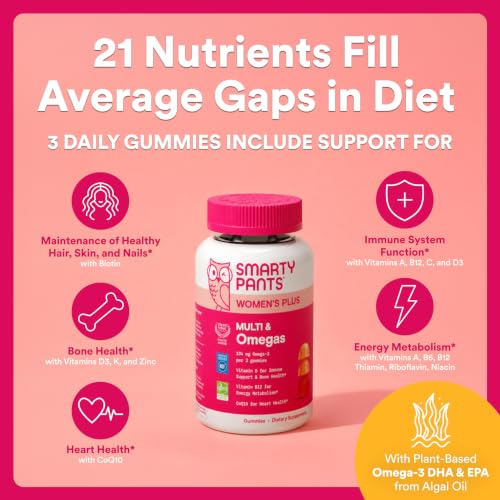 SmartyPants Women's Multivitamin Gummies, Vitamin D & C, Omega 3, 90 Ct