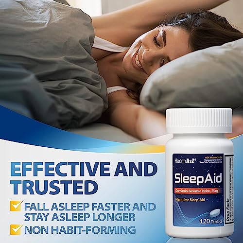HealthA2Z® Nighttime Sleep Aid, Doxylamine Succinate 25mg, 120 Tablets