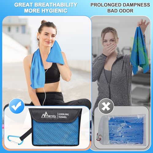 MENOLY 6 Pack Cooling Towels, 40"x12" Cooling Towels for Neck and Face with Breathable Carrying Bags,Soft Microfiber Instant Cooling Rags, Gym Workout Sweat Towel for Sports, Yoga, Camping, Running