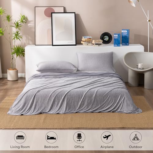 HOMFINE Cooling Blanket for Hot Sleepers Twin Size, Grey 60"x80" | Dual-sided mica nylon cool, Q-Max 0.439 instant cool, Lightweight & breathable for night sweats & menopause, Machine washable
