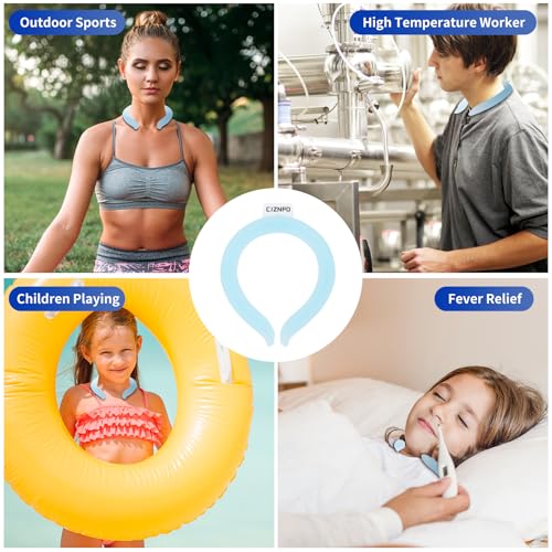 2PCS PCM Neck Cooling Tube with Insulated Bag, Reusable Ice Ring Neck Cooler Wrap, Wearable Cooling Neck Ring for Hot Summer Weather Outdoor Work, TPU Freezable Collar (Blue*2)