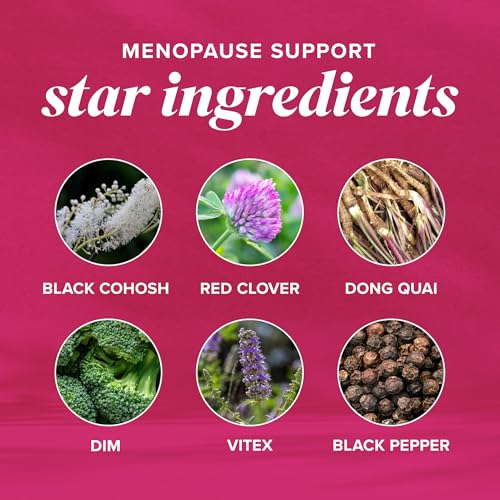 Menopause Vitamins Beadlets, Hot Flashes Night Sweats and Mood Support | With Black Cohosh Red Clover & More, Menopause Supplements for Women with Dong Quai Chaste Tree Berry & DIM, 30 Capsules