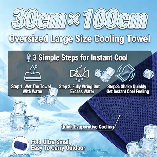 1 Sets Cooling Towel (Towel Color Random)+Cooling Neck Ring – Reusable PCM Cooling Ring Stays ~64°F for 60-120 Min, Quick Dry Microfiber Towel, Insulated Storage Bag for Family Outdoor Sports Hiking