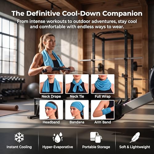 4 Packs Cooling Towel (40"x12"), Cooling Neck Wraps, Ice Sport Towel | Microfiber Soft Breathable Chilly Towel for Yoga, Running, Gym, Camping, Fitness, Workout & More Activities(Multicolor)