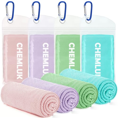 4 Packs Cooling Towels: Instant Cool Towel for Neck and Face Hot Weather UPF50 Quick Dry Microfiber Sweat Towels for Gym Workout Sports (40"x12")