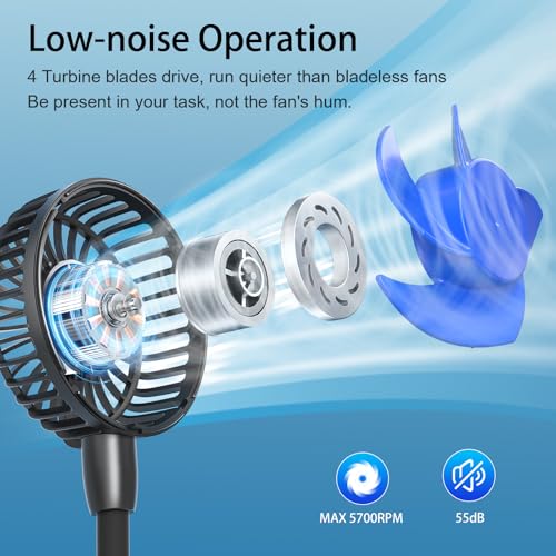 HandFan 10000mAh Portable Neck Fan Rechargeable, 48Hrs Long-Lasted Wearable Personal Fans, Hands Free Necklace Fans, Hanging Cooling Fan for Travel, Hiking, Fishing, Gifts for Women Men