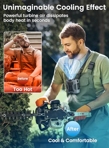 Koonie Waist Clip-on Fan for Shirt, 100 Levels of Speeds, 24H Work Time | Portable Wearable Belt Personal Cooling Fan, Rechargeable Battery, Under-shirt Fan for Outdoor Work, Travel