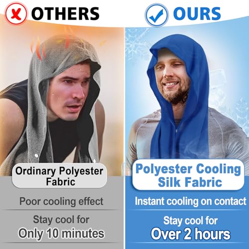 Acostop 4 Pcs Cooling Hoodie Towels for Neck and Face, Absorbent&Quick-Dry | Cooling Towel with Anti-Slip Snaps, Evaporative Cool & UPF 50 Sun Protection Wraps in Hot Weather Outdoor Sports
