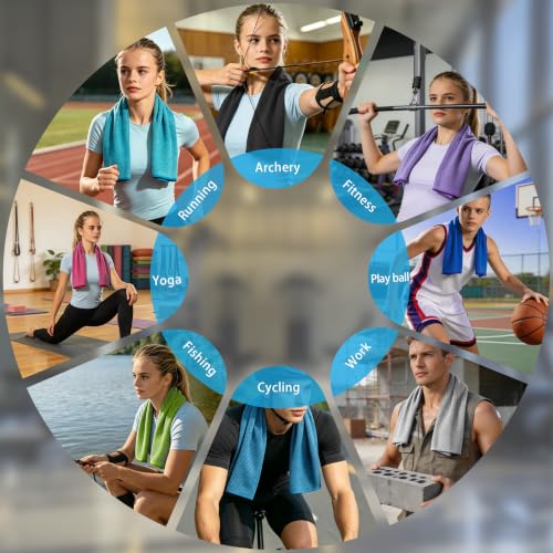 4 Pack Cooling Towel (40"x12"), Ice Cool for Neck, Soft Breathable Chilly Towel, Microfiber Towels for Yoga, Sport, Running, Workout, Gym, Camping, Fitness, Workout & More Activities
