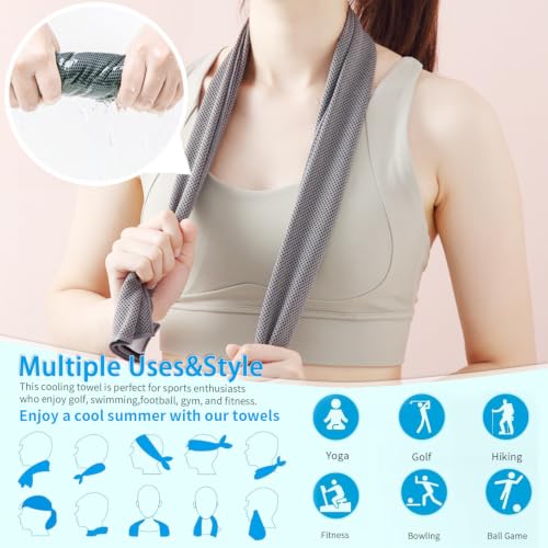 Puomue 5'li Soğutucu Havlu Seti, 40 İnç x 12 İnç, Yoga, Spor, Koşu, Egzersiz, Spor Salonu, Kamp ve Fitness için Nefes Alabilen Yumuşak Serinletici Mikrofiber Havlu, Çok Renkli