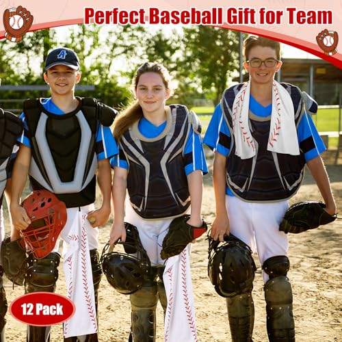 HunnmingRe 12 Pcs Mini Baseball Cooling Towel with Snap Loop, 30" x 9" Cooling Towel for Neck and Face Breathable Chilly, Microfiber Sport Rags for Baseball Team Gift, Cold Sweat Rag for Sport