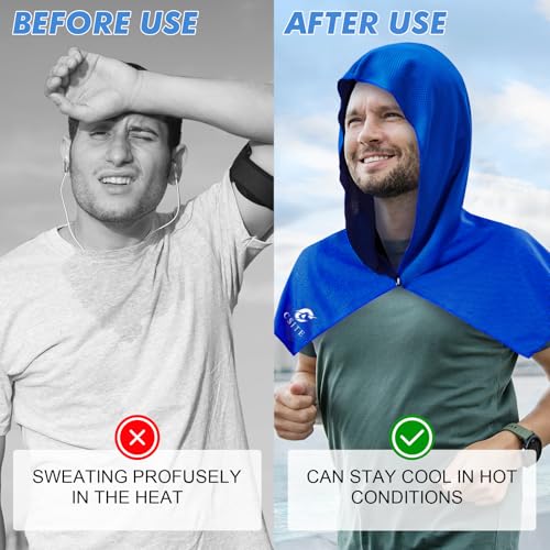 CSITE 2 Pack Cooling Hoodie Towels, Instant Cooling Towels for Neck and Face, UPF 50 Sun Protection, Ice Towel for Hot Weather, Head Towel for Sports, Camping, Cycling & More Activities