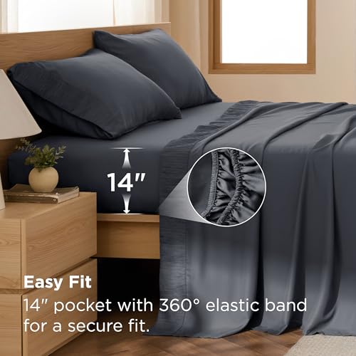 Bedsure Queen Sheet Set - 4 Pieces Soft, Breathable, Cooling Bed Sheets