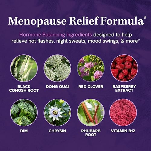 Menopause Supplement for Women Hot Flashes, Night Sweats, Hormone Balance | Menopause Relief for Women & Perimenopause Support, With Black Cohosh DIM and Red Clover, Third-Party Tested, 60 Capsules