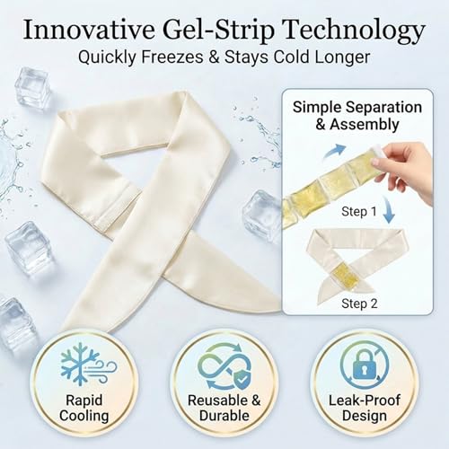 Cooling Neck Wrap & Scarf for Instant Relief | Reusable Ice Crystal Cooling Towel – Soft, Breathable for Sports, Gym, Outdoor Work, Hot Flashes (Grey)