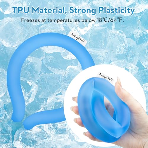 Neck CoolingTube with Insulated Bag, Reusable Ice Coolers Wearable Cooling Products, Neck Ice Coolers for HotWeather (Blue)