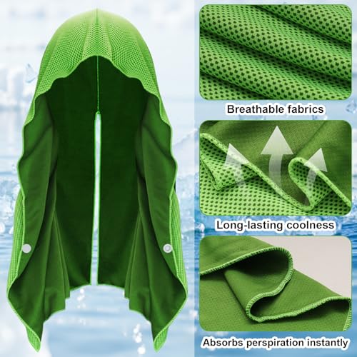 4 Pack Cooling Hoodie Towels Cooling Towels for Neck and Face Quick Drying Sweat Towel Wraps Cooling Head Neck Wraps Sun Protection for Hot Summer Weather Sport Workout