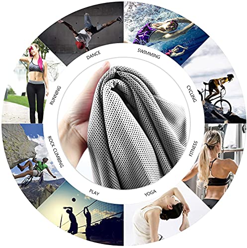 2 Packs Cooling Towel (40"x 12"), Microfiber Cool Towel, Soft Breathable Chilly Towel Stay Cool for Yoga, Sport, Gym, Camping, Fitness, Running & More Activities, Grey