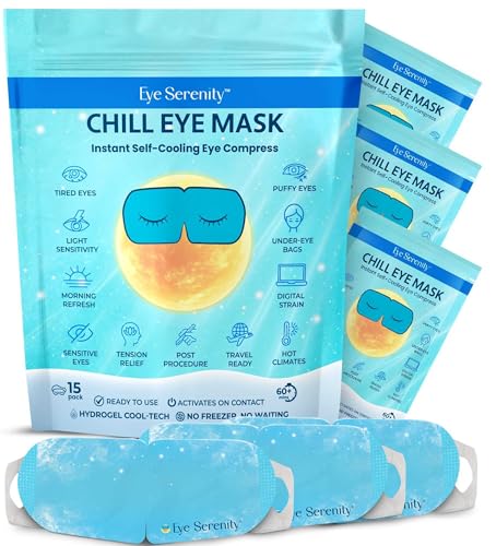 LURE Eye Serenity CHILL Self Cooling Eye Mask for Sleeping, Cooling Eye Patches for Dark Circles and Puffy Eyes, Cold Compress, Spa Relaxation and Self-care Gifts for Women & Men