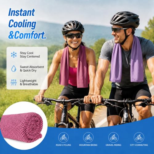Amgico 4 Pack Cooling Towel for Neck and face(40"x12"), Cooling Neck Wraps | Stay Cool in Hot Weather, Quick Dry Towels, Soft Breathable, Lightweight, Absorbent, Ice Towel for Gym, Yoga, Running,Workout