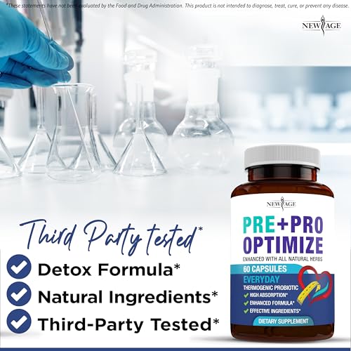 NEW AGE Pro Optimize Probiotics for Women, Menopause, Digestive Health - Support for Bloating, Hot Flashes, Joint Support, Night Sweats - Gut Health & Metabolism - Dong Quai (60 (Pack of 1))