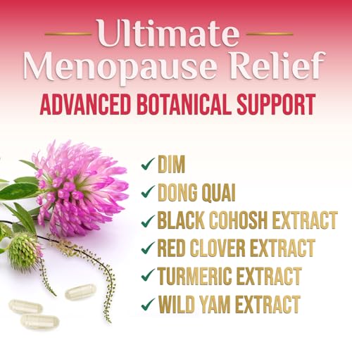 Menopause Supplement for Women - Natural Menopause Relief Support for Mild Hot Flashes & Night Sweats - Best Probiotics for Women, Dong Quai, Black Cohosh, Ashwagandha - Bottled in USA - 60 Capsules