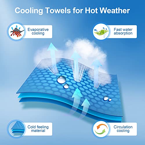 Cooling Towels for Neck and Face 6 Pack,Ice Towel for Yoga Gym Golf | Ultra-soft Microfiber,stays cool 3 hours,40x12in wearable as neck wrap,headband,bandana,for Camping Hot Weather