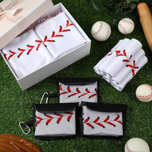 Moukeren 12 Pcs Cooling Towel with Mesh Storage Bag and D Ring Hook, 40" x 12" Soft Breathable Chilly Microfiber Sport Towels for Yoga Running Gym Workout Sport Party Favors Team Gift (Baseball)