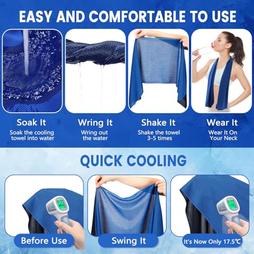 Hosuly 100 Pack Cooling Towels, 40"x12" Cooling Towels for Neck and Face Breathable Soft Chilly Sweat Rag Microfiber Sport Rags for Gym Yoga Golf Running