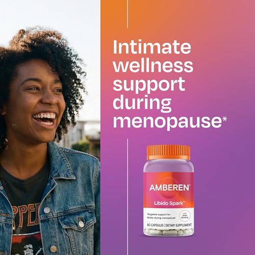 Amberen Libido Spark Menopause Support Supplement for Women —Supports Intimate Wellness with Asian Ginseng Root Extract, Hormone-Free, Soy-Free, 60 Capsules, 30-Day Supply