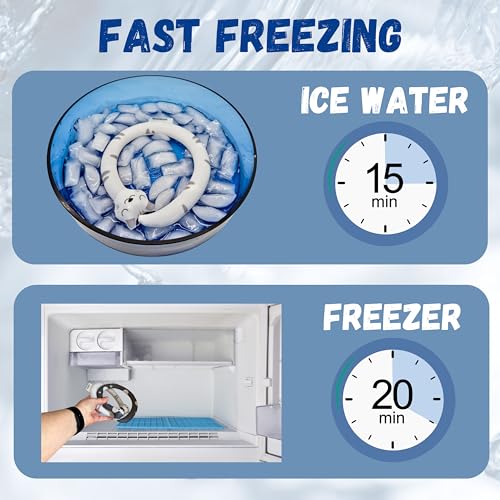 2 Pack Neck Cooling Tube with Insulated Bag - Reusable Ice Ring Neck Cooler Indoor Outdoor - Wearable Cooling Wrap - Relief for Summer and Hot Flashes - Ice Ring Freezes Under 64℉(Purple+Blue)