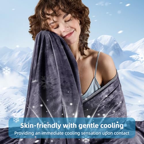 inhand Cooling Blanket Queen Size for Hot Sleepers (90"x90", Black) | Absorbs Heat to Keep Adults Cool For Summer Nights Sweats, Thin Cold Lightweight Blanket for Couch Bed