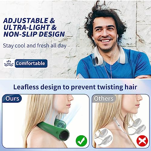 Personal Cooling Portable Neck Fans - USB Rechargeable,360 Free Rotation & Lower Noise Bladeless Battery Operated Design with 3 Speeds Duration 48 hrs, Small Neck Air Conditioner(Black)