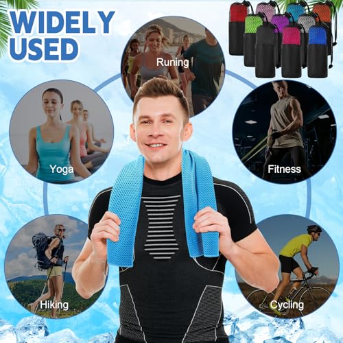 Peryiter 20 Pack Cooling Towels Bulk for Neck and Face Cooling Towel for Hot Weather Quick Dry Sweat Towel Soft Breath Portable with 20 Storage Bags for Gym Yoga Athletes Sports Fitness