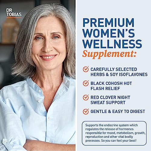 Dr. Tobias Menopause Relief 60 Capsules | Menopause Supplements for Women | Menopause Wellness Support | Black Cohosh + Soy Isoflavones | Hot Flashes, Mood & Nighttime Comfort | 30 Servings