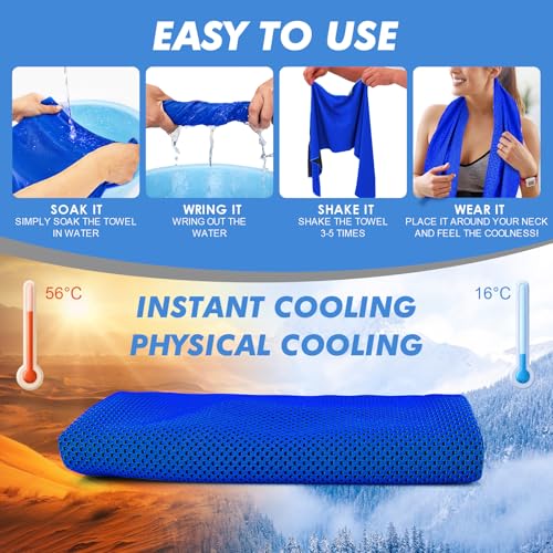 CSITE Cooling Towels (47"x12") for Neck and Face, Ice Towel for Hot Weather, Soft Breathable Chilly Gym Towels, Microfiber Towel for Work Out, Yoga, Running, Camping & More Activities（Dark Blue）